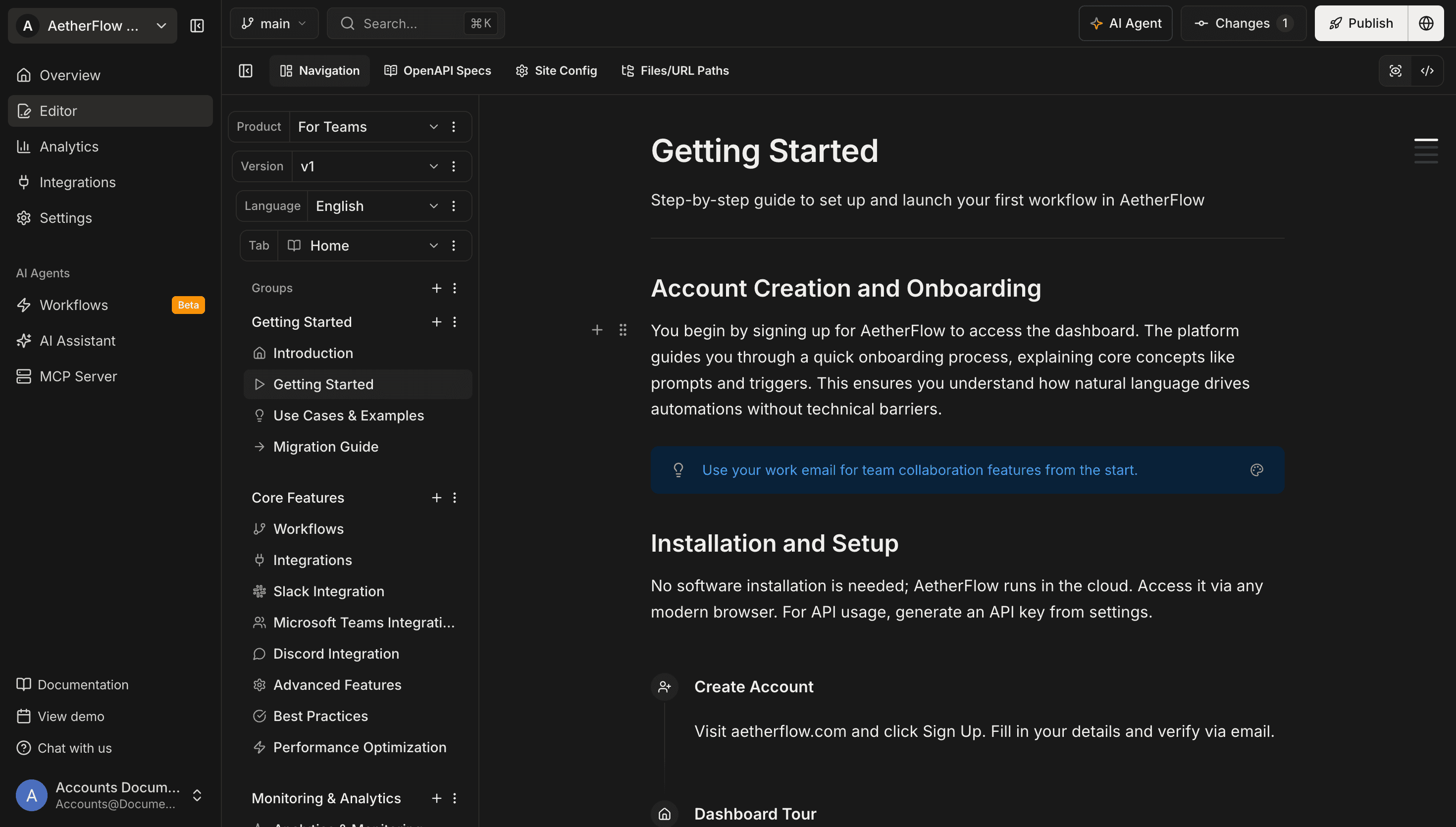 Documentation.AI knowledge platform, product screenshot