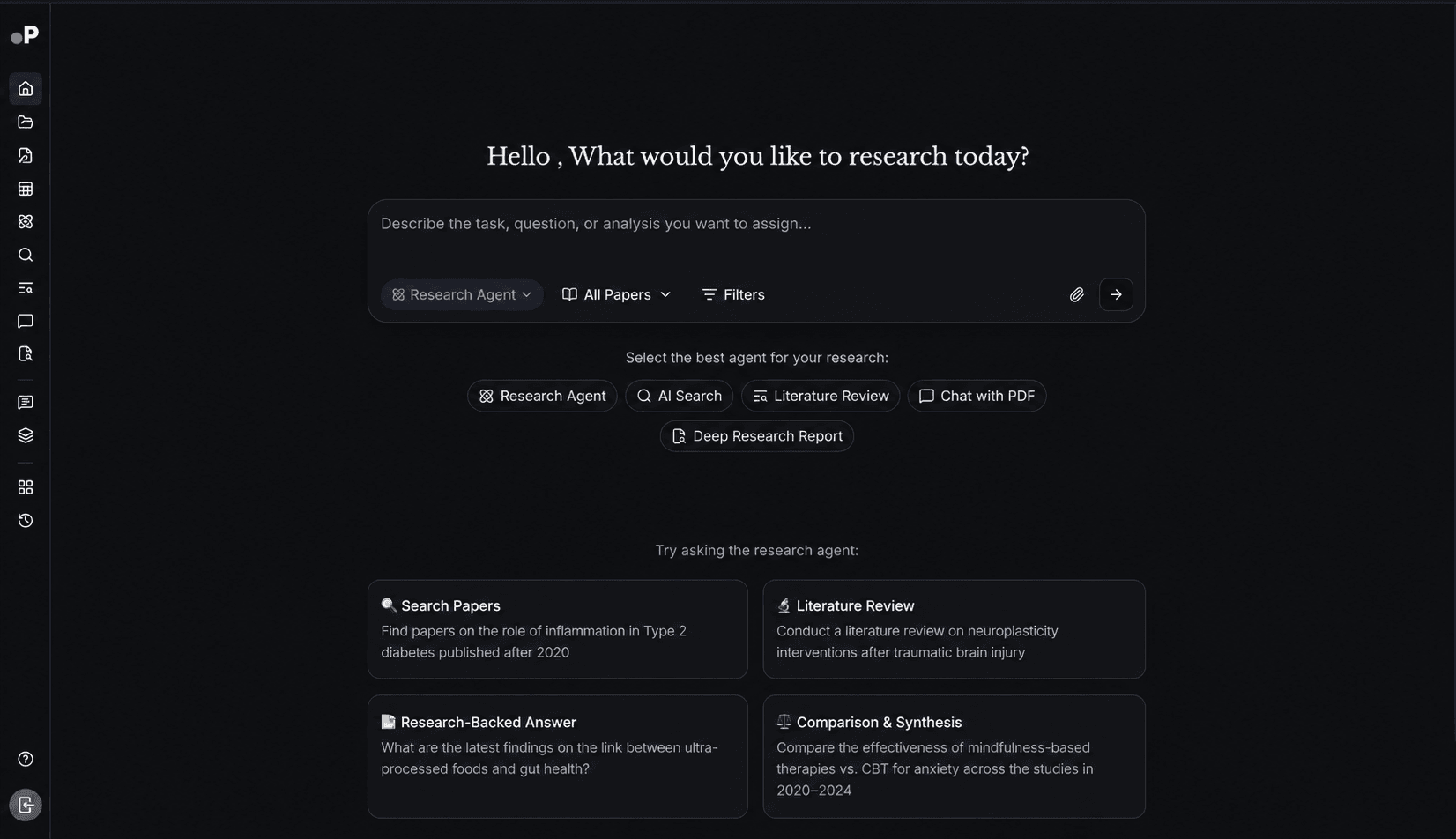 Paperguide AI platform for scientific research, product screenshot